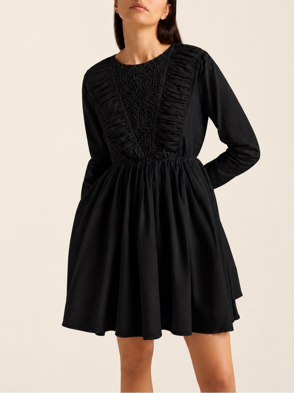 MERLETTE Vlinder 100% Pima Cotton Embroidered Mini Dress Size Small